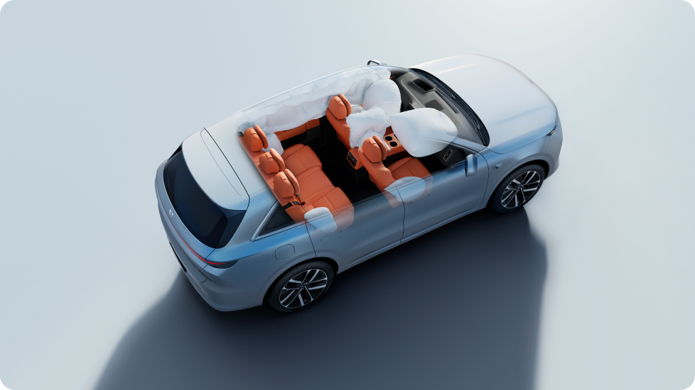 Visualización de los airbags distribuidos en la cabina del Li Auto L6